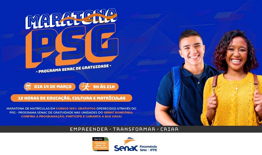 Maratona 'PSG' é marco de 15 anos do programa Senac de gratuidade em Rondônia