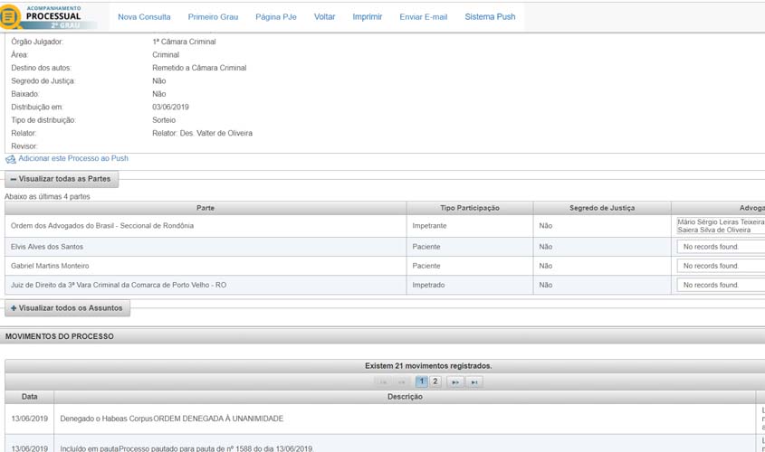 TJ-RO nega habeas corpus a advogados acusados de repassar informações à organização criminosa