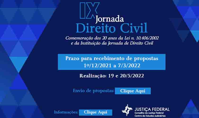 Advogados de Rondônia podem enviar propostas para a IX Jornada de Direito Civil