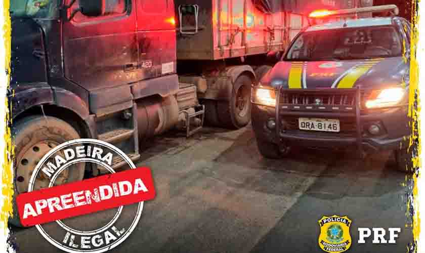 Em Ariquemes/RO, PRF identifica transporte irregular de madeira