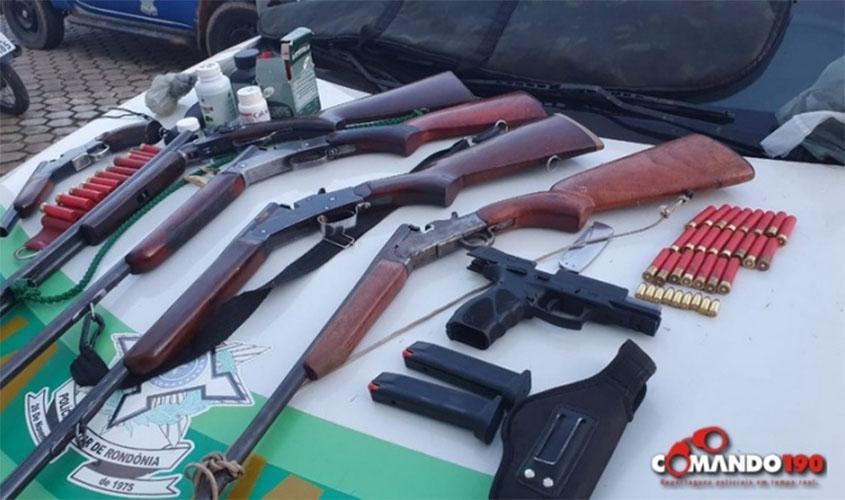 Polícia Militar Ambiental realiza apreensão de um verdadeiro arsenal de arma de fogo e prende várias pessoas na Zona Rural 