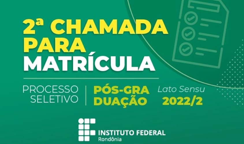 Processo Seletivo de Pós-Graduação do IFRO convoca aprovados