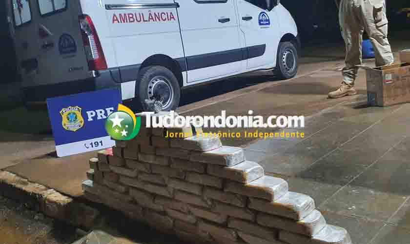PRF apreende 65 Kg de cocaína em ambulância de Prefeitura em Rondônia 
