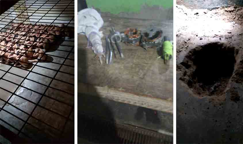 Presos tentam fugir perfurando muro com eixos de ventilador