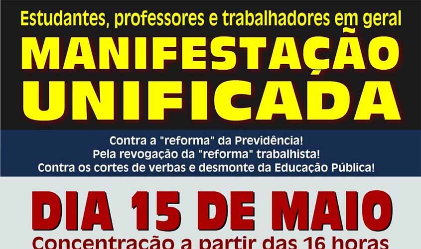 Rondônia terá atos unificados contra cortes na educação pública