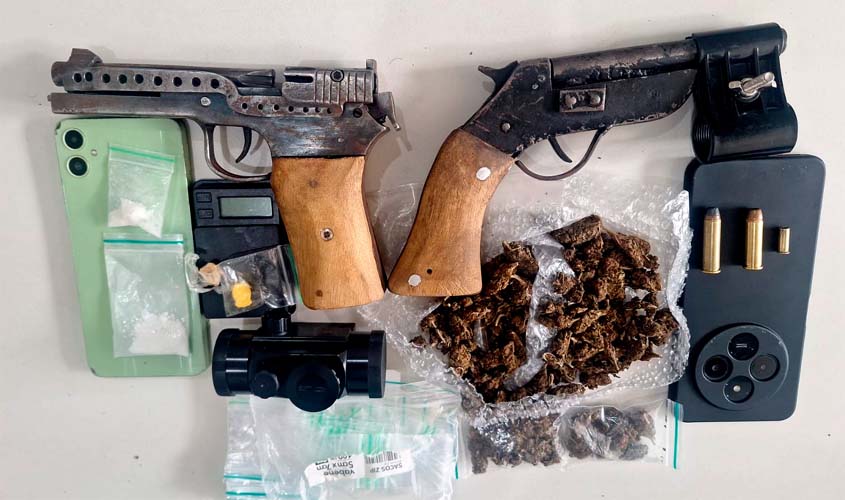 Operação da PM resulta em apreensão de drogas e armas