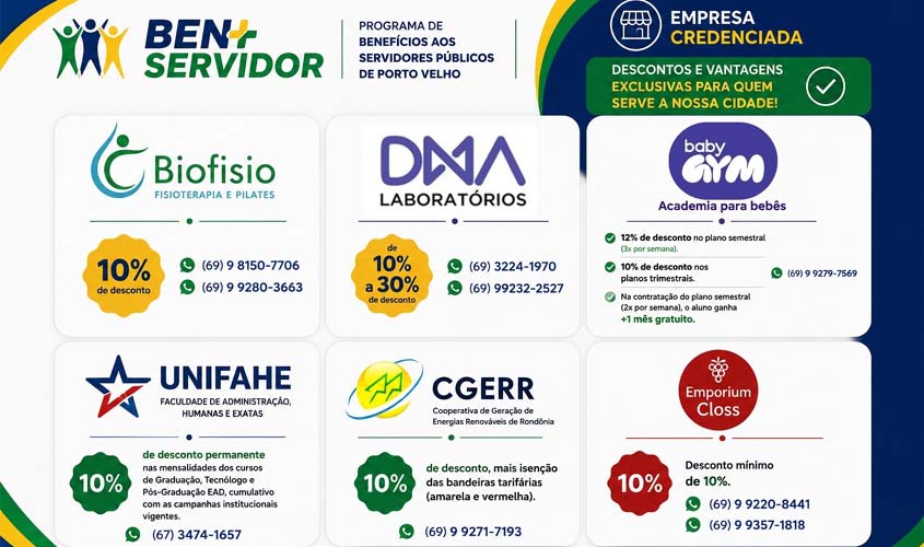 BEN+Servidor amplia parceiros e oferece descontos exclusivos
