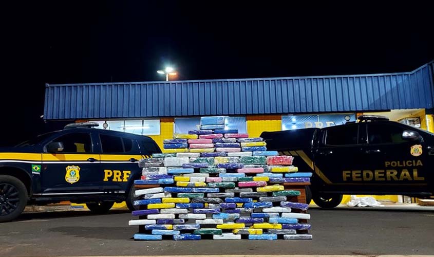 Em ação conjunta, PRF, PF e PM apreendem 150 Kg de cloridrato de cocaína em Vilhena/RO