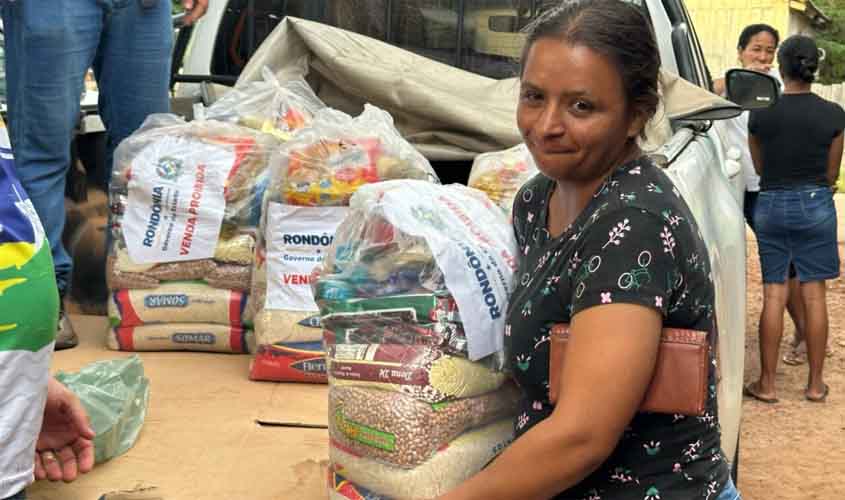 Mais de 1.400 cestas básicas foram entregues pelo governo de RO a famílias atingidas pela enchente