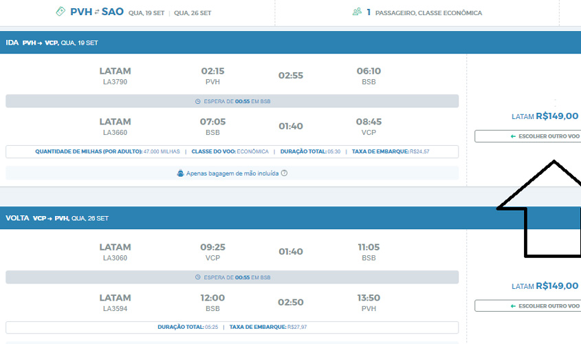Passagens aéreas por apenas R$ 149 o trecho nos voos de Porto Velho para São Paulo