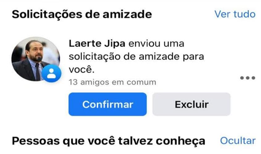 Perfil fake news do presidente Laerte Gomes é criado no Facebook