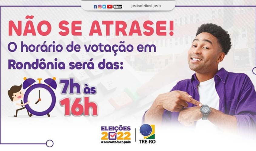 Horário de votação em Rondônia será das 7h às 16h