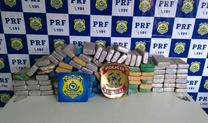 PRF e PF apreendem 100 kg de cocaína em operação conjunta em Vilhena