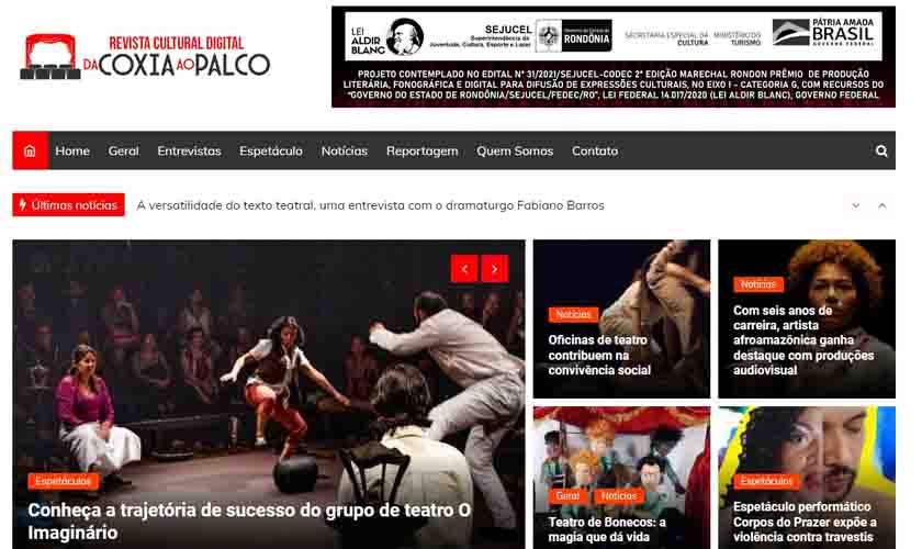 Revista Cultural Digital “Da Coxia ao Palco” é lançada em RO