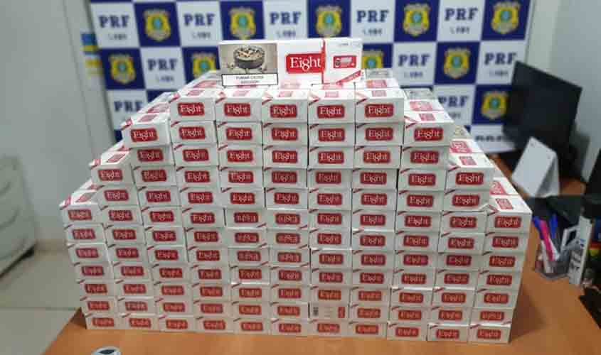 Em Ariquemes/RO, PRF realiza apreensão de 1.150 maços de cigarro contrabandeados