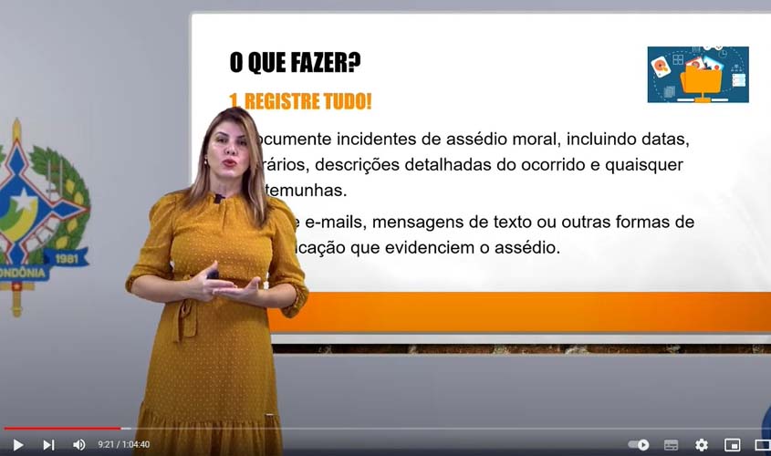Psicóloga do TJRO palestra sobre assédio moral e sexual para professores da rede estadual