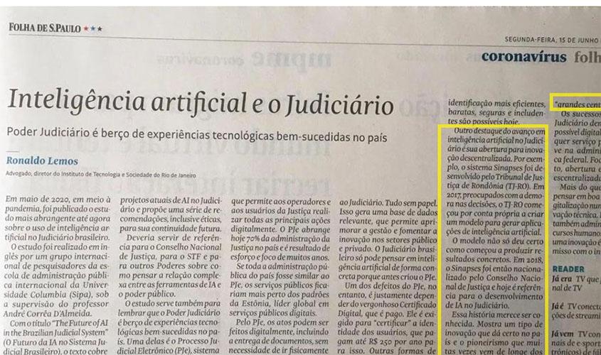 Inteligência Artificial do TJRO é referenciada