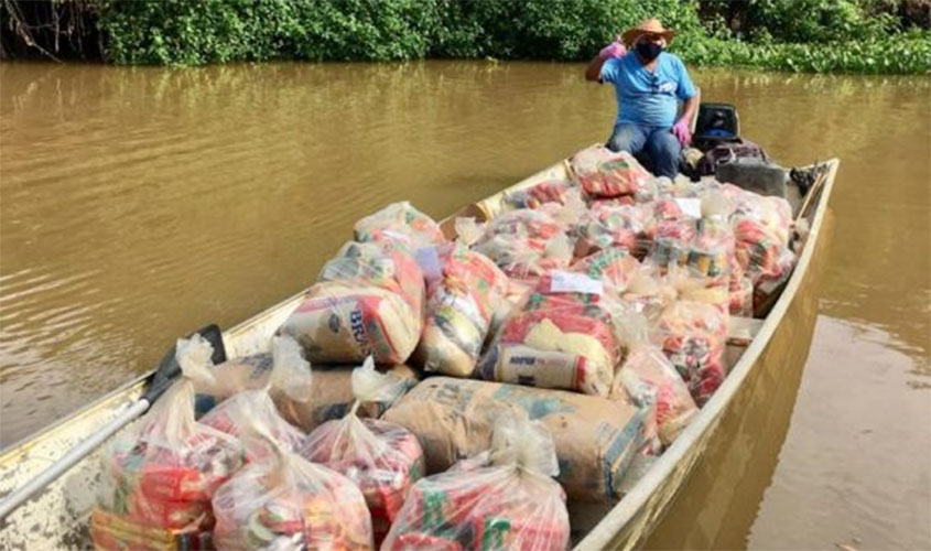 Kits de alimentação são distribuídos para alunos indígenas da rede estadual de ensino em Rondônia