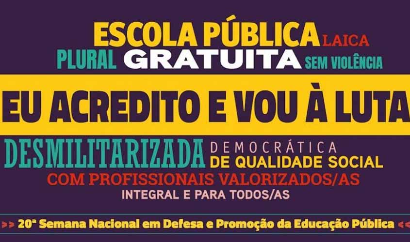 Sintero anuncia programação para a 20ª Semana Nacional em Defesa e Promoção da Educação Pública nas Regionais