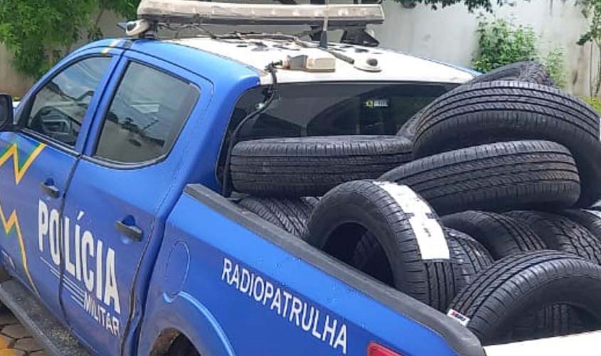 PM recupera 33 pneus furtados e prende suspeitos
