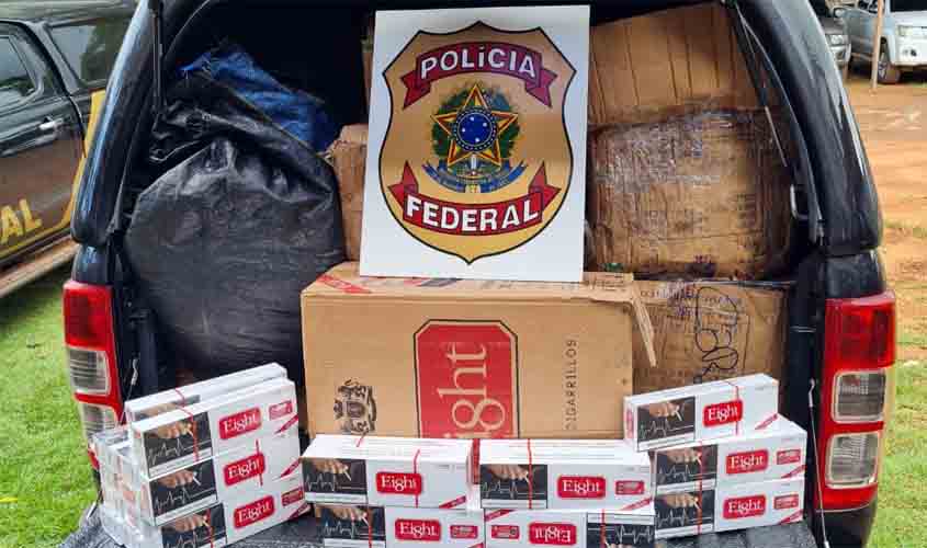 PF prende boliviano tentando contrabandear 4.500 maços de cigarro em RO