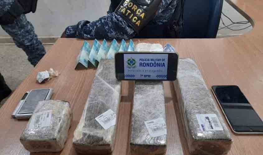 Mais de seis quilos de entorpecentes são apreendidos pela PMRO