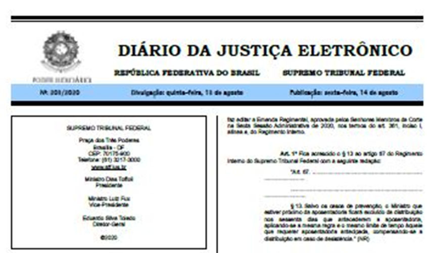 Novo formato do DJ eletrônico do STF estará disponível a partir de 31 de agosto
