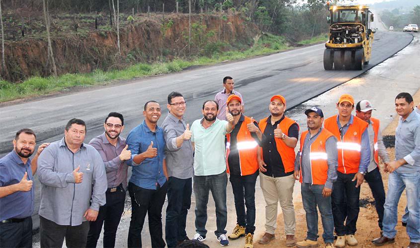 Presidente Laerte Gomes e governador Marcos Rocha visitam obras do Anel Viário de Ji-Paraná