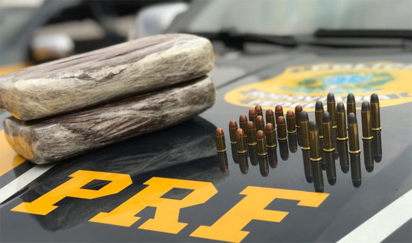 PRF apreende 2,15 Kg de maconha, 25 munições e 254 g de ouro ilegal