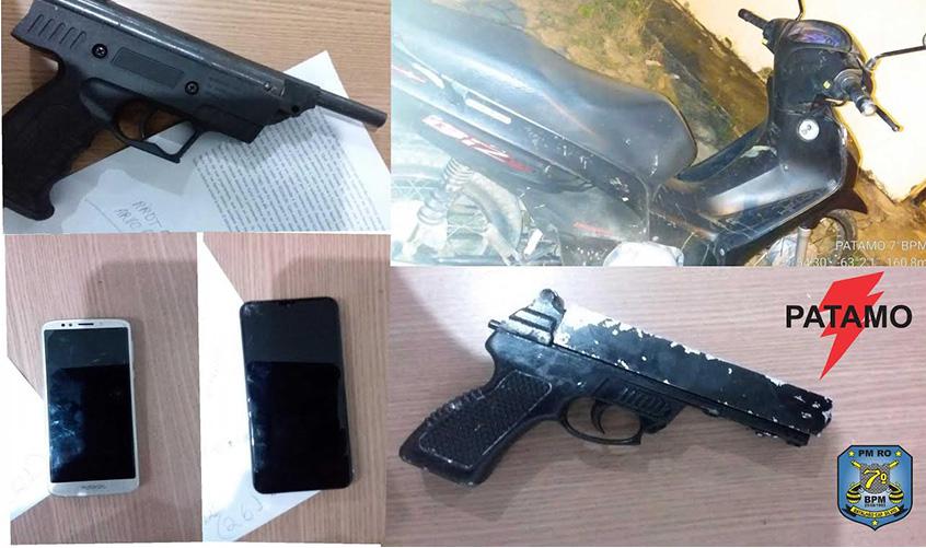 Patamo recupera objetos, apreende infratores e armas