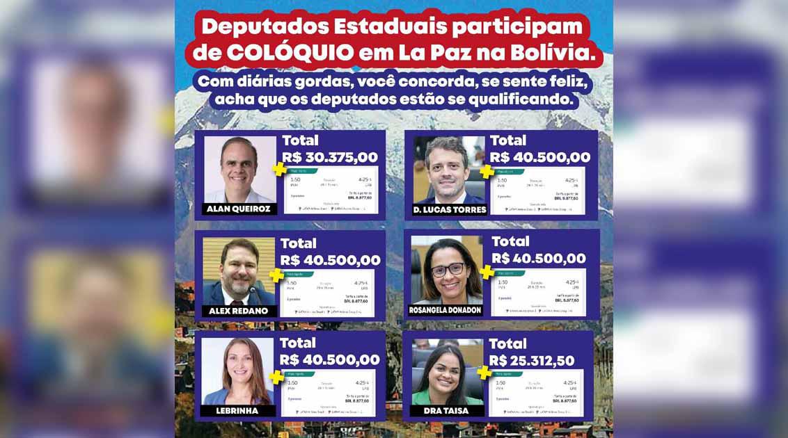 Com justificativas estranhas, seis deputados de RO gastam mais de R$ 200 mil em diárias para  viagem à Bolívia