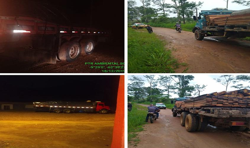 Policiais Militares do BPA detêm dois homens por transportar madeira ilegalmente