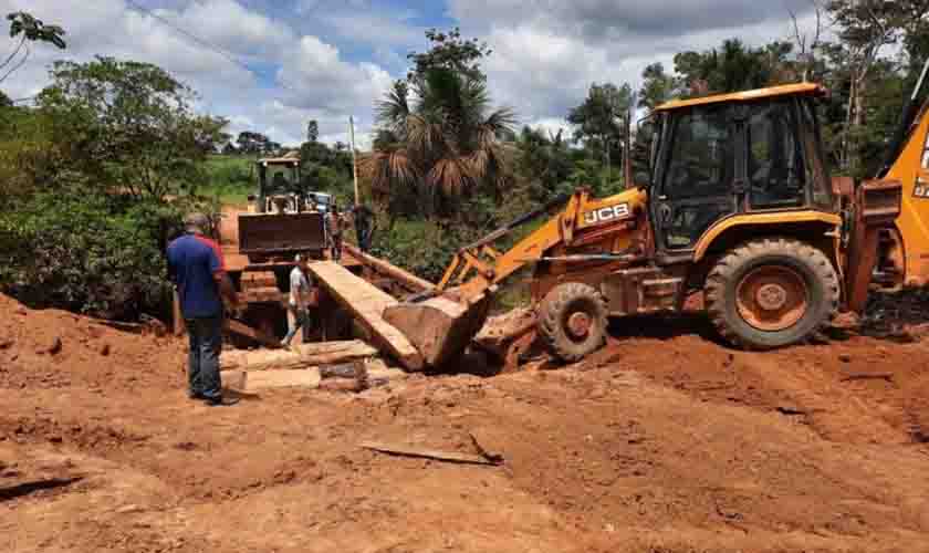 Ponte é refeita em tempo recorde na estrada de acesso a União Bandeirantes