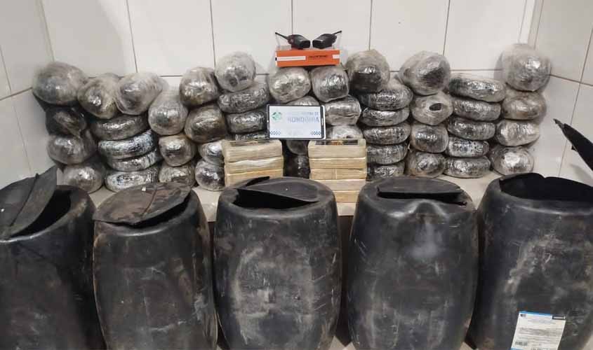 PM apreende mais de 50 kg de drogas após perseguição e acidente na RO-383, em Cacoal