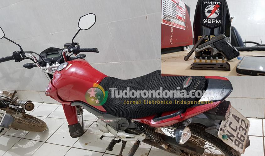 Polícia recupera moto roubada e detém dupla com pistola