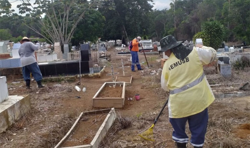 Prefeitura realiza limpeza dos cemitérios para visitas