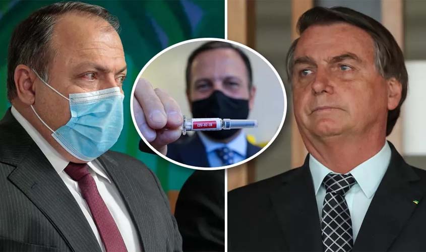 Pazuello pode cair por causa da vacina chinesa; para Bolsonaro, ele 'quer aparecer, como o Mandetta'