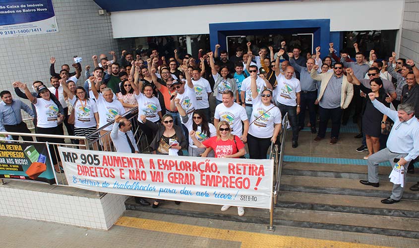 Bancários de Rondônia páram dezenas de agência no Dia Nacional de Luta contra a MP 905