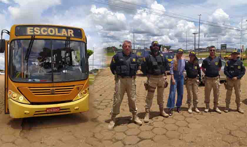 Fiscalização do transporte escolar coordenada pelo MP flagra ônibus superlotados em Vilhena