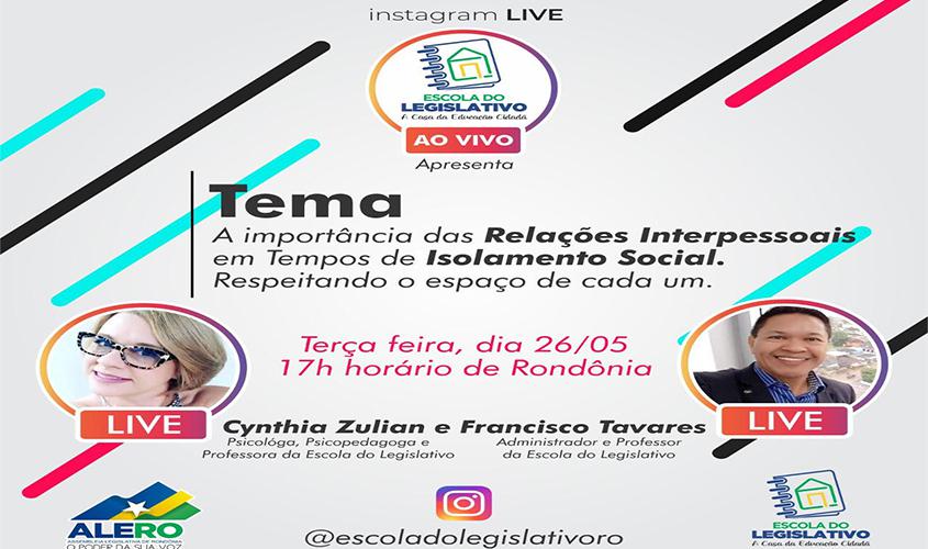 Escola do Legislativo promove lives abertas à comunidade