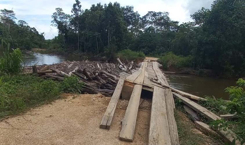Ponte com risco de desabar na RO-408 gera apreensão e Delegado Lucas pede reparo urgente