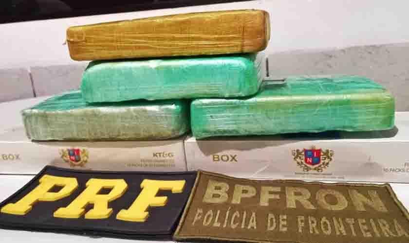 Em Guajará-Mirim/RO, PRF e PMRO-BPFRON apreende 4 kg de cocaína