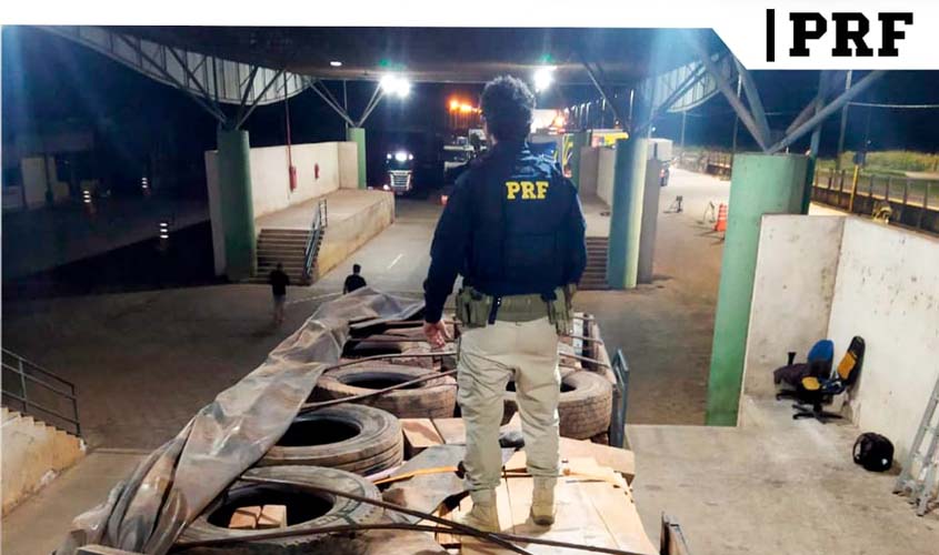 PRF identifica transporte irregular de madeira