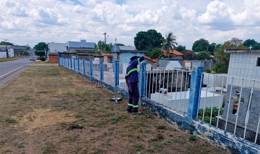 Prefeitura revitaliza pintura no muro do Cemitério da Saudade