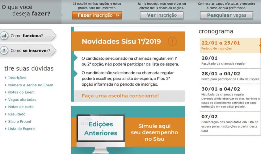 MEC prorroga inscrições do Sisu para dia 27