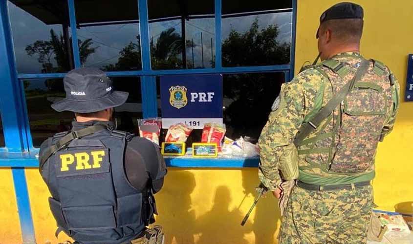 Em Guajará-Mirim/RO, PRF apreende cocaína escondida em sacos de arroz