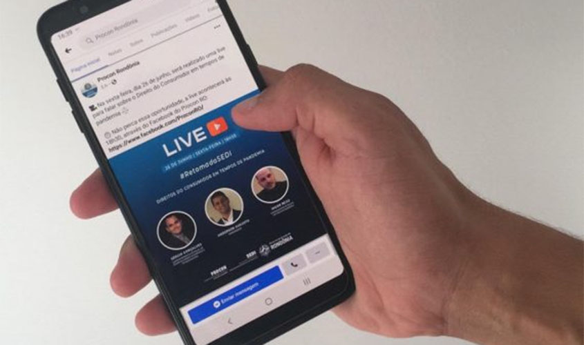 Procon Rondônia realiza live sobre o Direito do Consumidor em tempo de pandemia