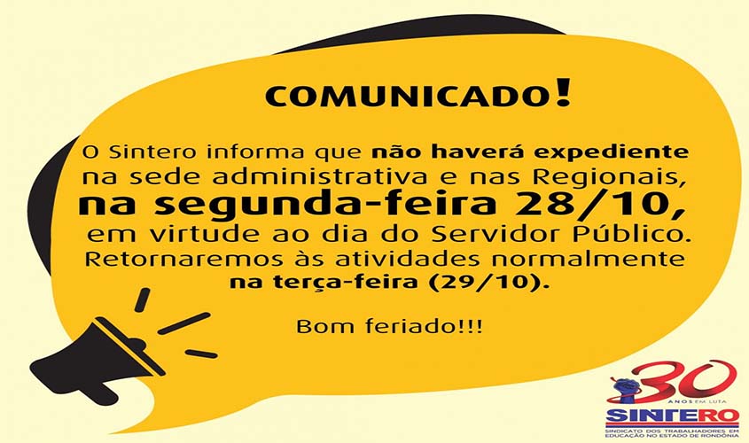 COMUNICADO - Dia do Servidor Público