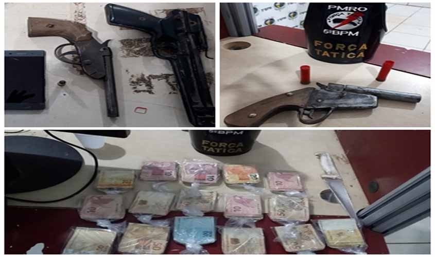 5º BPM retira de circulação mais duas armas de fogo e apreende quase R$ 16 mil