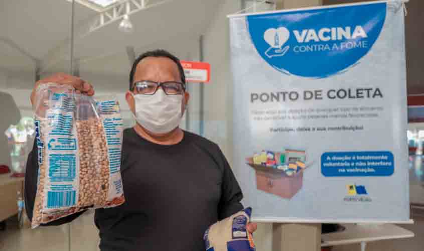 Campanha de arrecadação de alimentos “Vacina Contra a Fome” segue em ponto de imunização contra a Covid-19